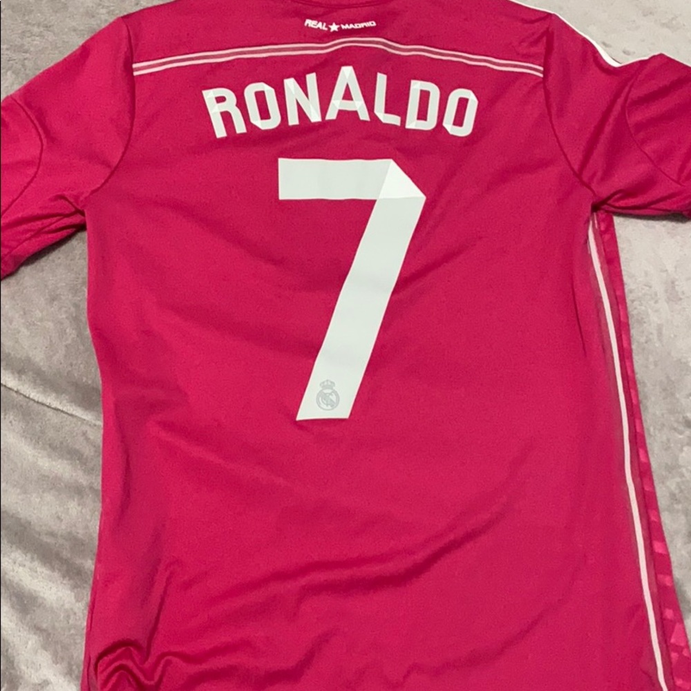 Real Madrid soccer jersey number 7 Ronaldo.